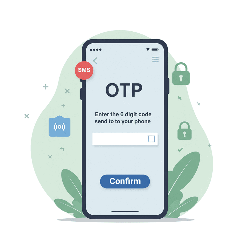 Mobile phone with OTP verification screen